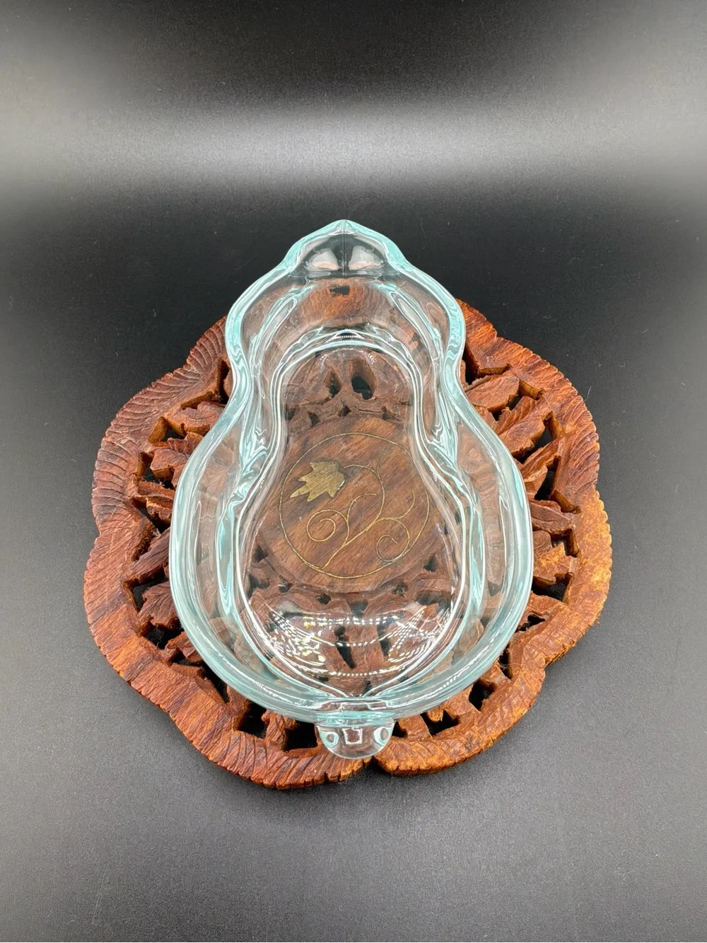 Crate&Barrel Light Aqua Glass Bunny Trinket Box